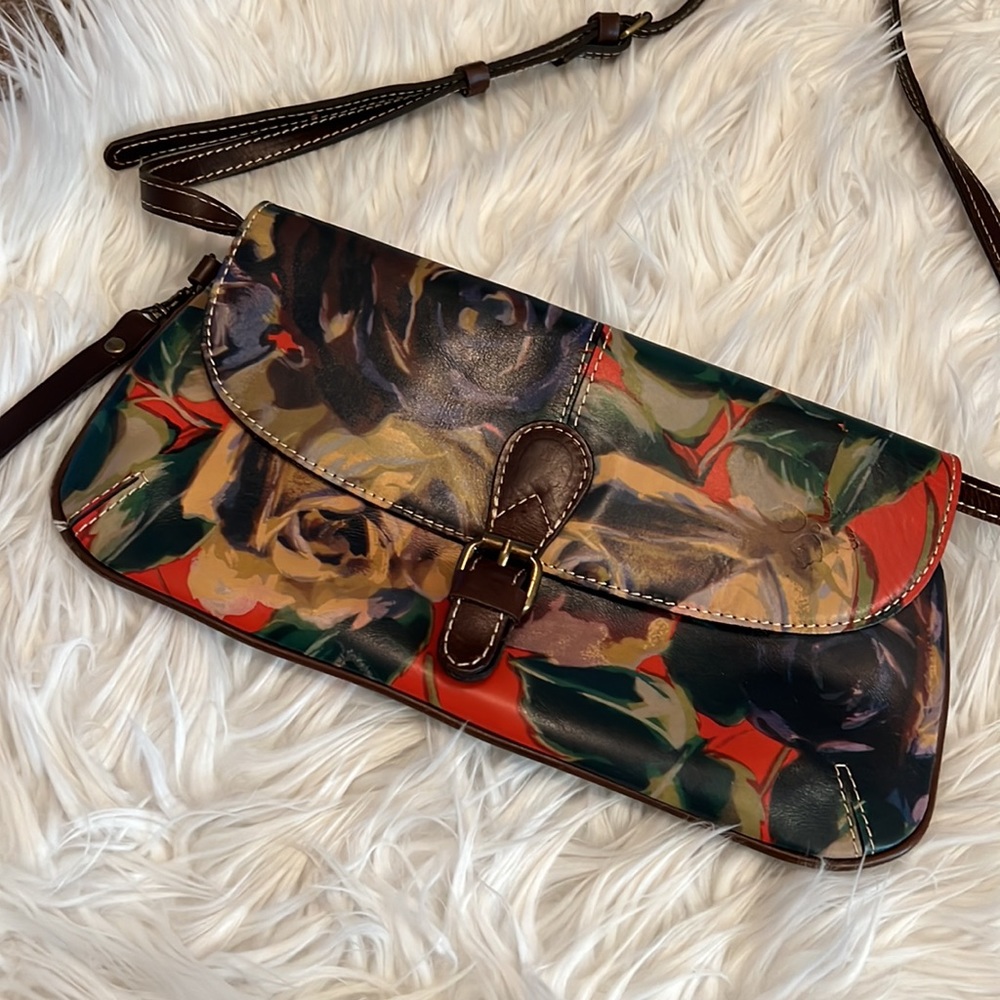 Colorful Patricia Nash Flower Print Leather Shoulder Purse